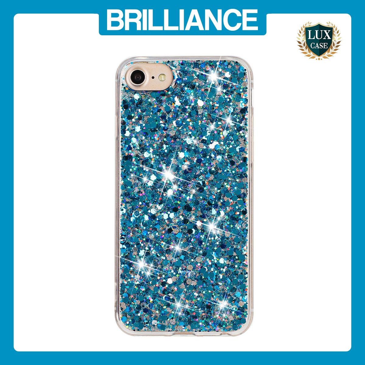 Brilliance LUX iPhone 6/7/8 Big Hole TPU Star Glitter Crystal Clear Case Blue