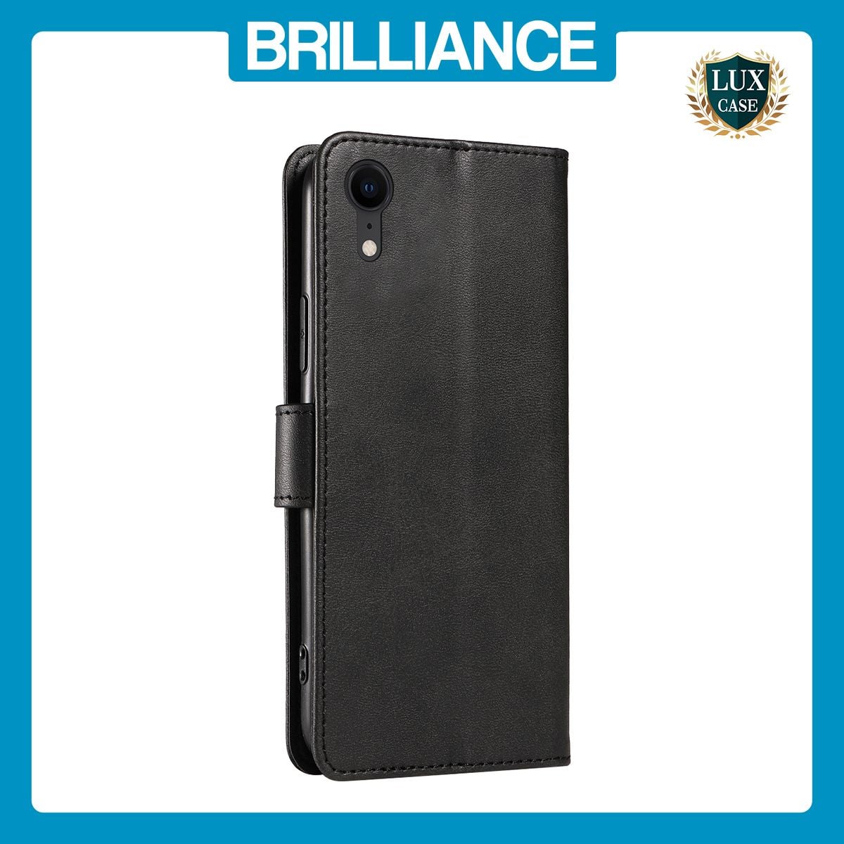 Brilliance LUX iPhone XR Book Flip Soft PU Leather Wallet with Card Pockets Case Black