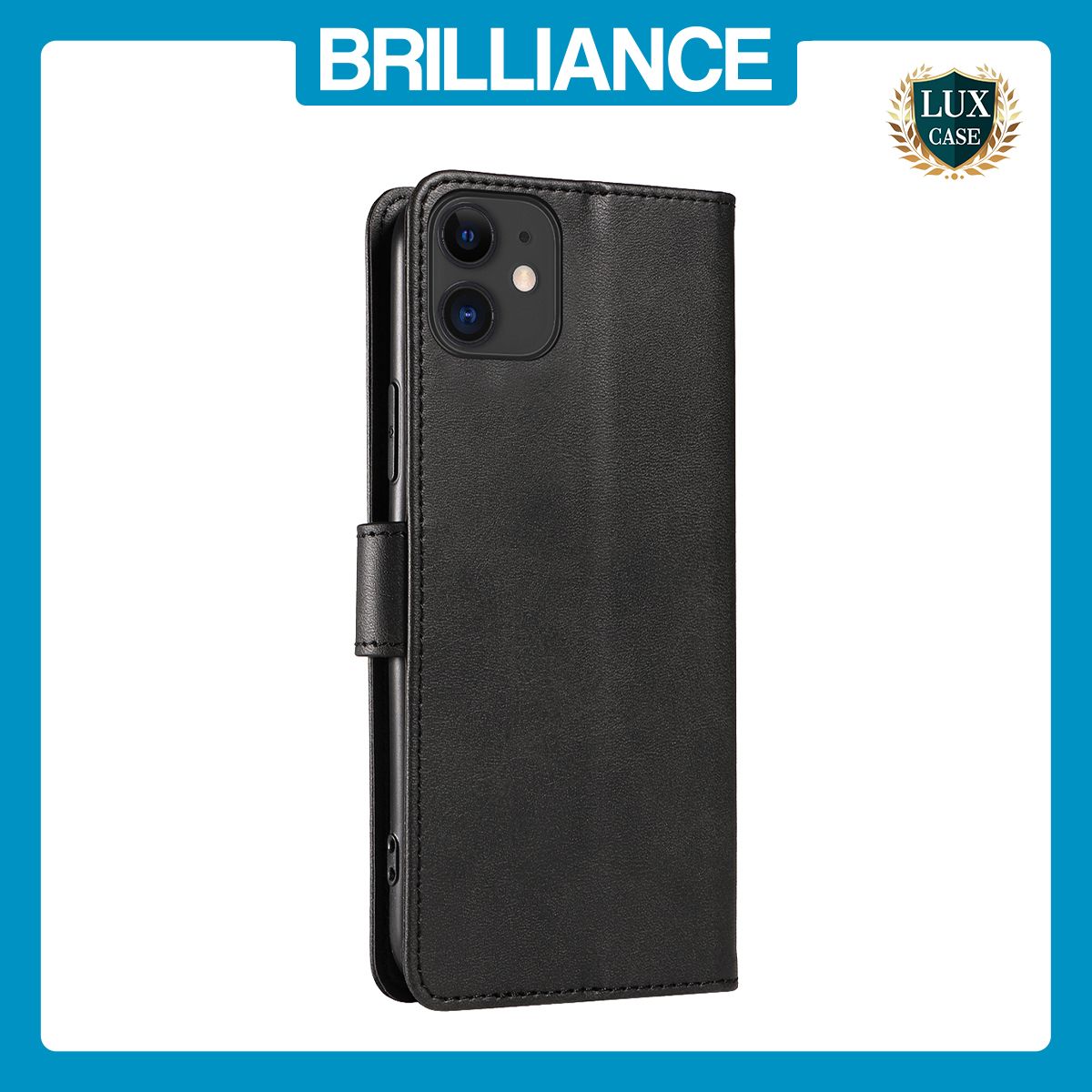 Brilliance LUX iPhone 11 Book Flip Soft PU Leather Wallet with Card Pockets Case Black