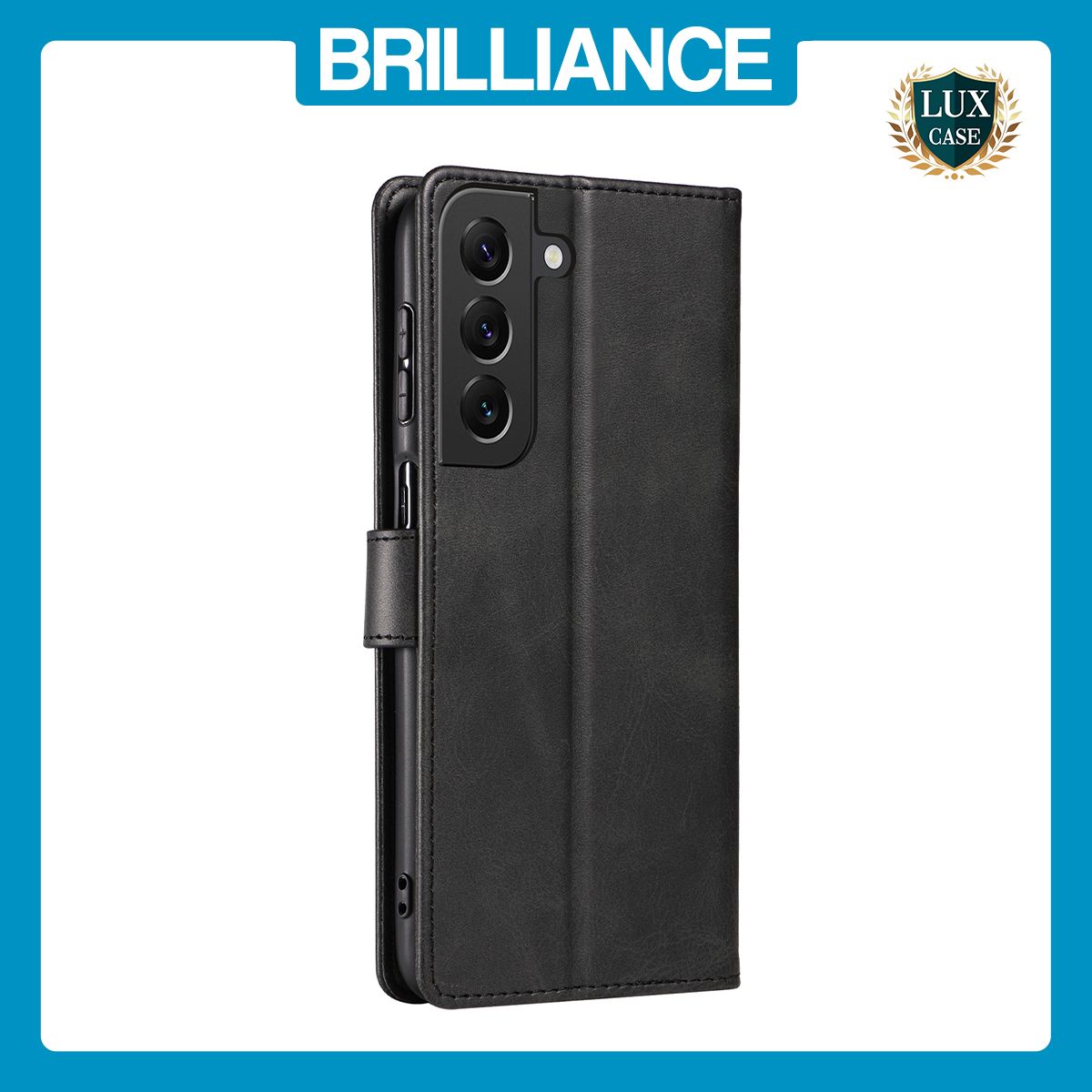 Brilliance LUX Samsung S23 Plus Book Flip Soft PU Leather Wallet with Card Pockets Case Black