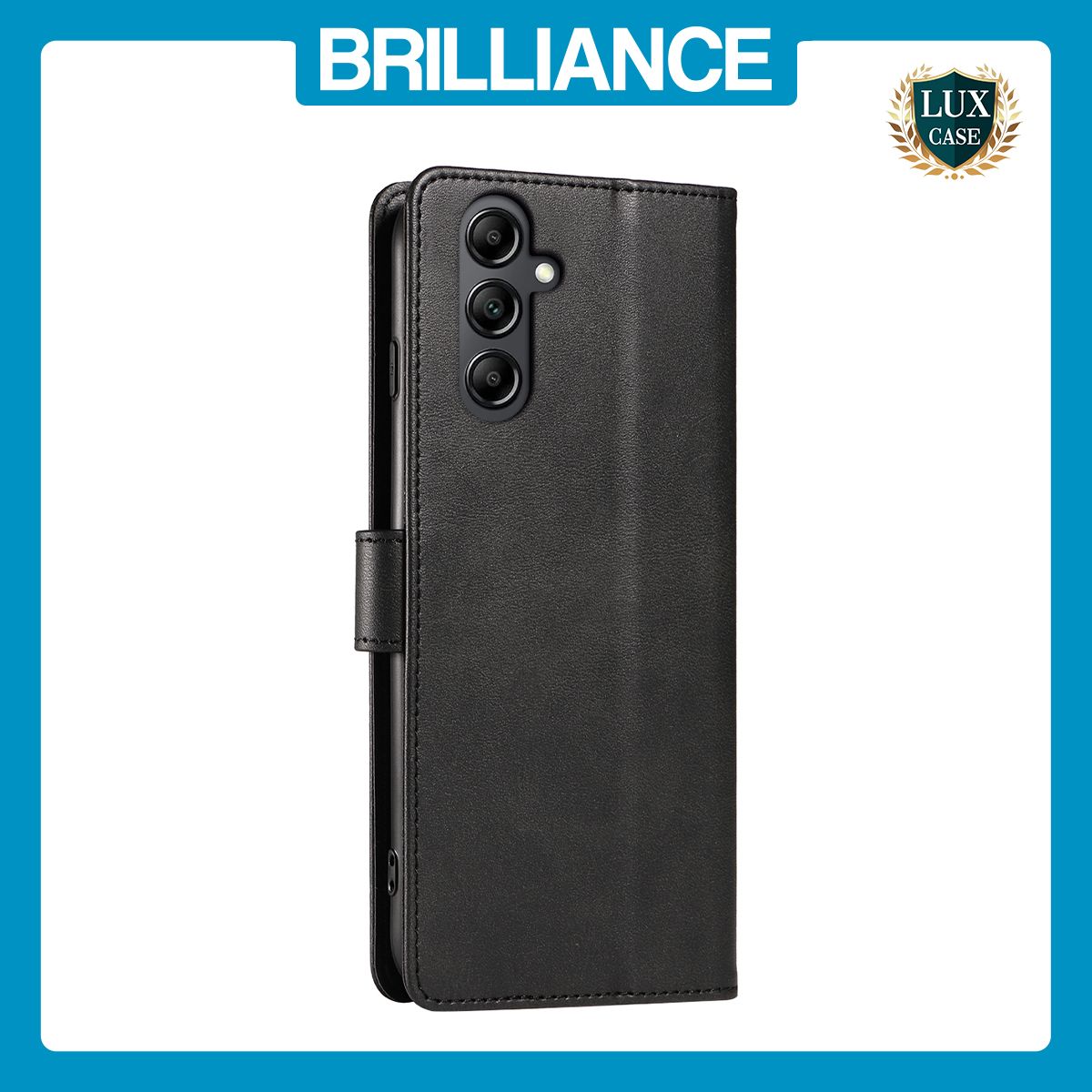 Brilliance LUX Samsung A25 5G Book Flip Soft PU Leather Wallet with Card Pockets Case Black