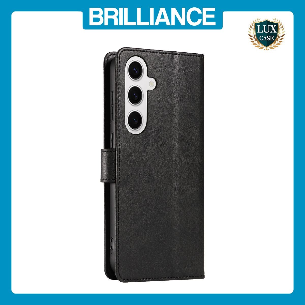 Brilliance LUX Samsung S24 Plus Book Flip Soft PU Leather Wallet with Card Pockets Case Black