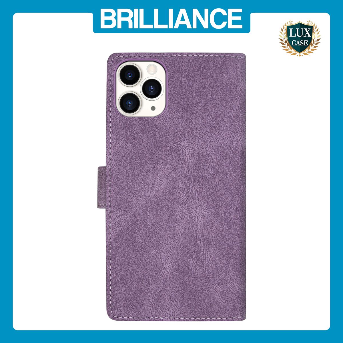 Brilliance LUX iPhone 13 Pro Flip Premium PU Leather Wallet Business Style with Card Pockets Case Purple