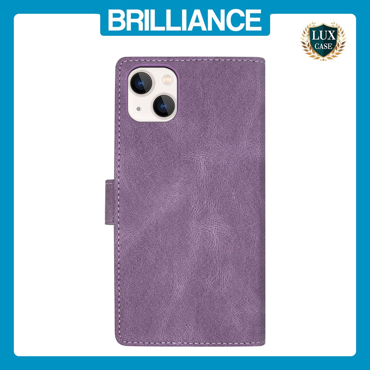 Brilliance LUX iPhone 14 Plus Flip Premium PU Leather Wallet Business Style with Card Pockets Case Purple