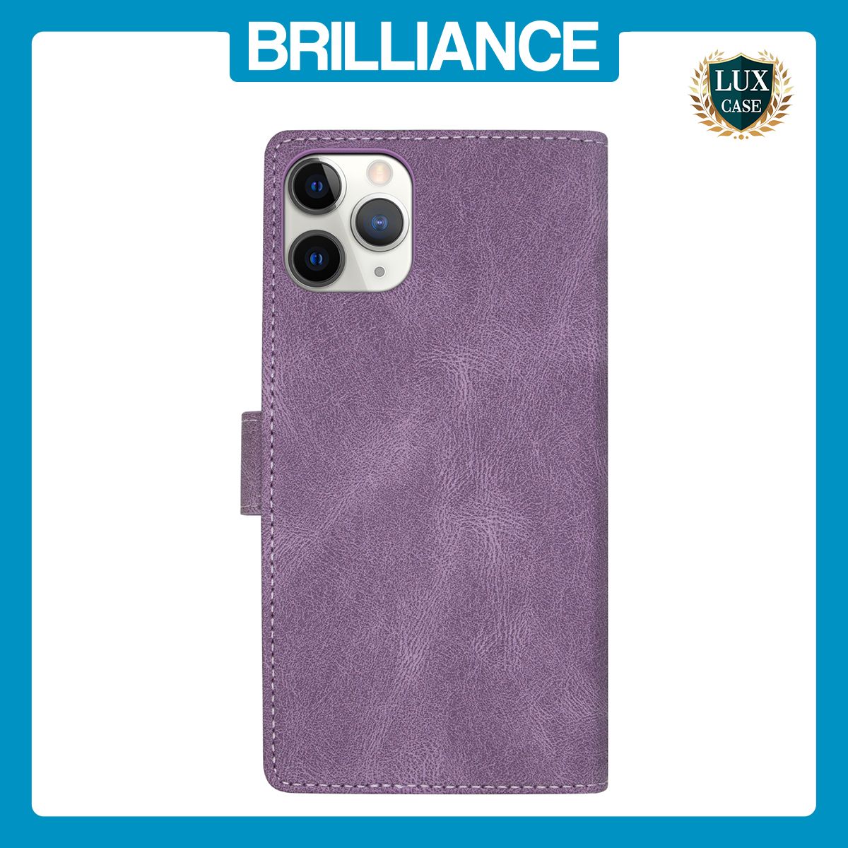 Brilliance LUX iPhone 15 Pro Flip Premium PU Leather Wallet Business Style with Card Pockets Case Purple