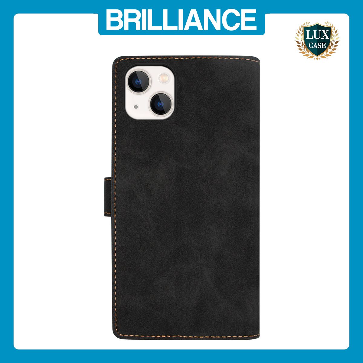 Brilliance LUX iPhone 14 Plus Flip Premium PU Leather Wallet Business Style with Card Pockets Case Black