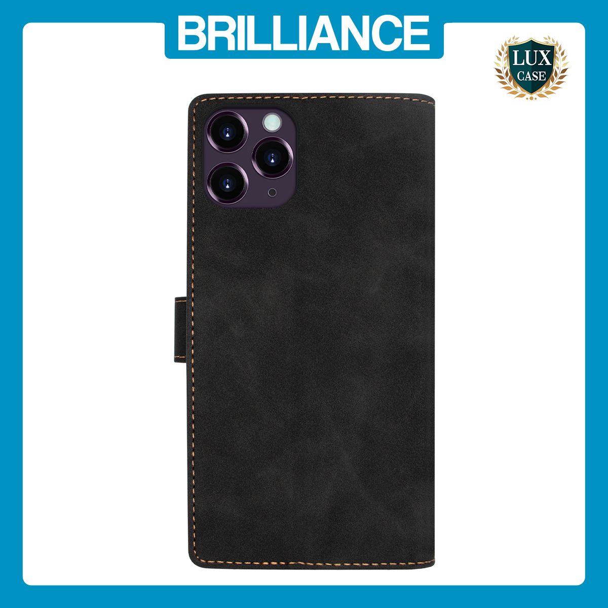 Brilliance LUX iPhone 14 Pro Flip Premium PU Leather Wallet Business Style with Card Pockets Case Black