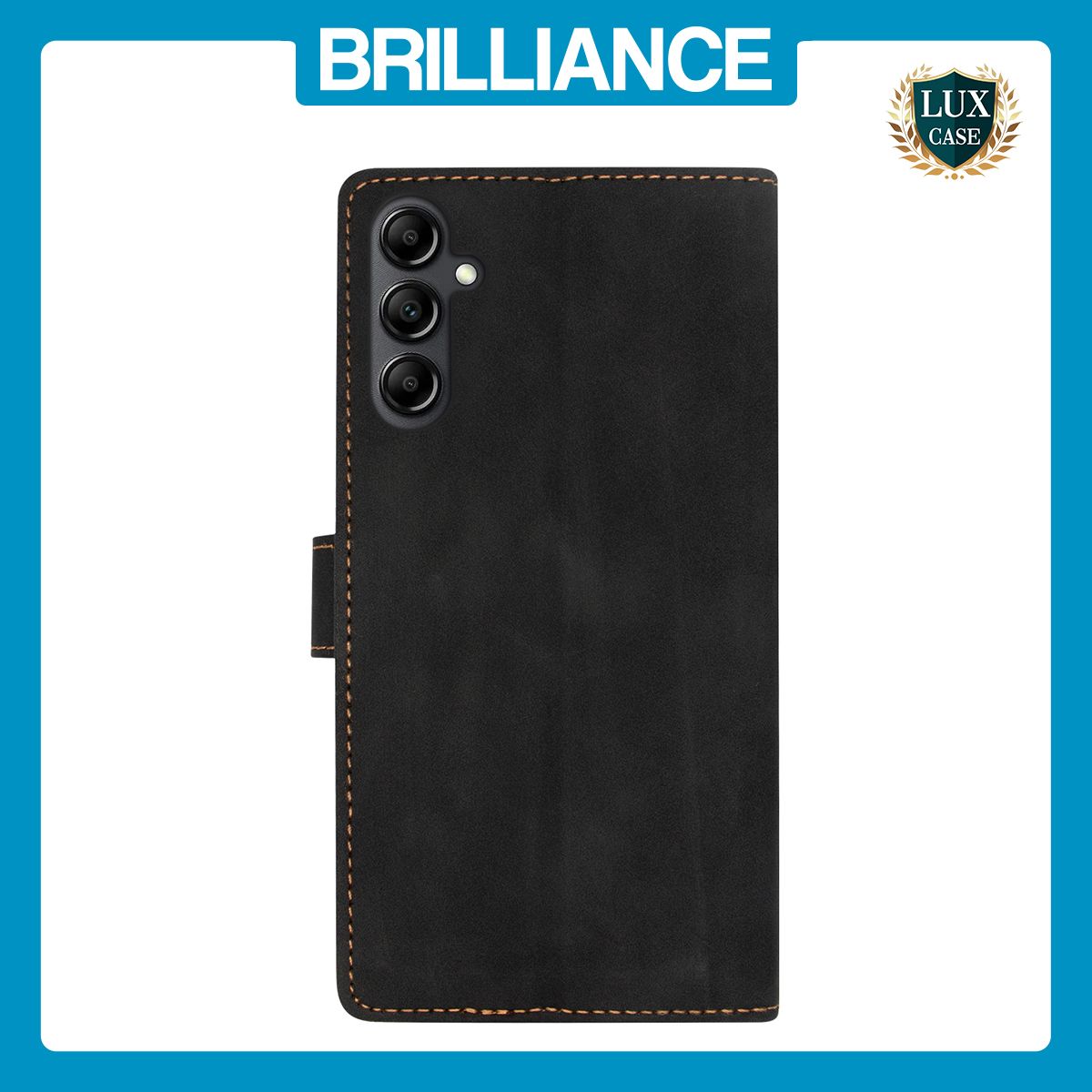 Brilliance LUX Samsung A14 5G Flip Premium PU Leather Wallet Business Style with Card Pockets Case Black