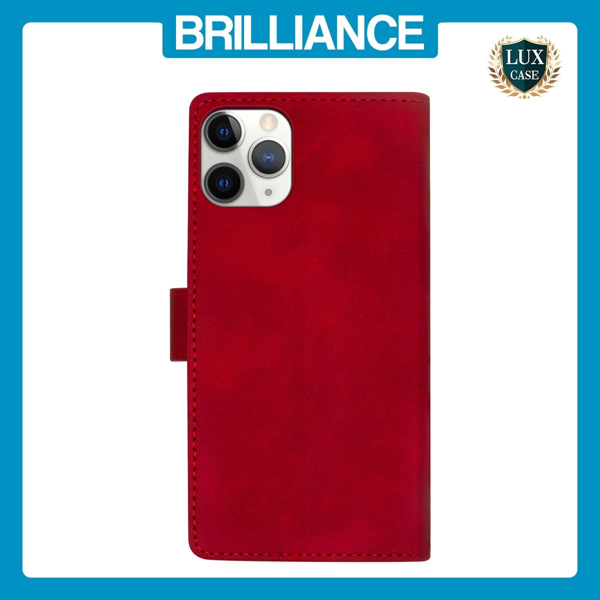 Brilliance LUX iPhone 14 Pro Max Flip Premium PU Leather Wallet Business Style with Card Pockets Case Red