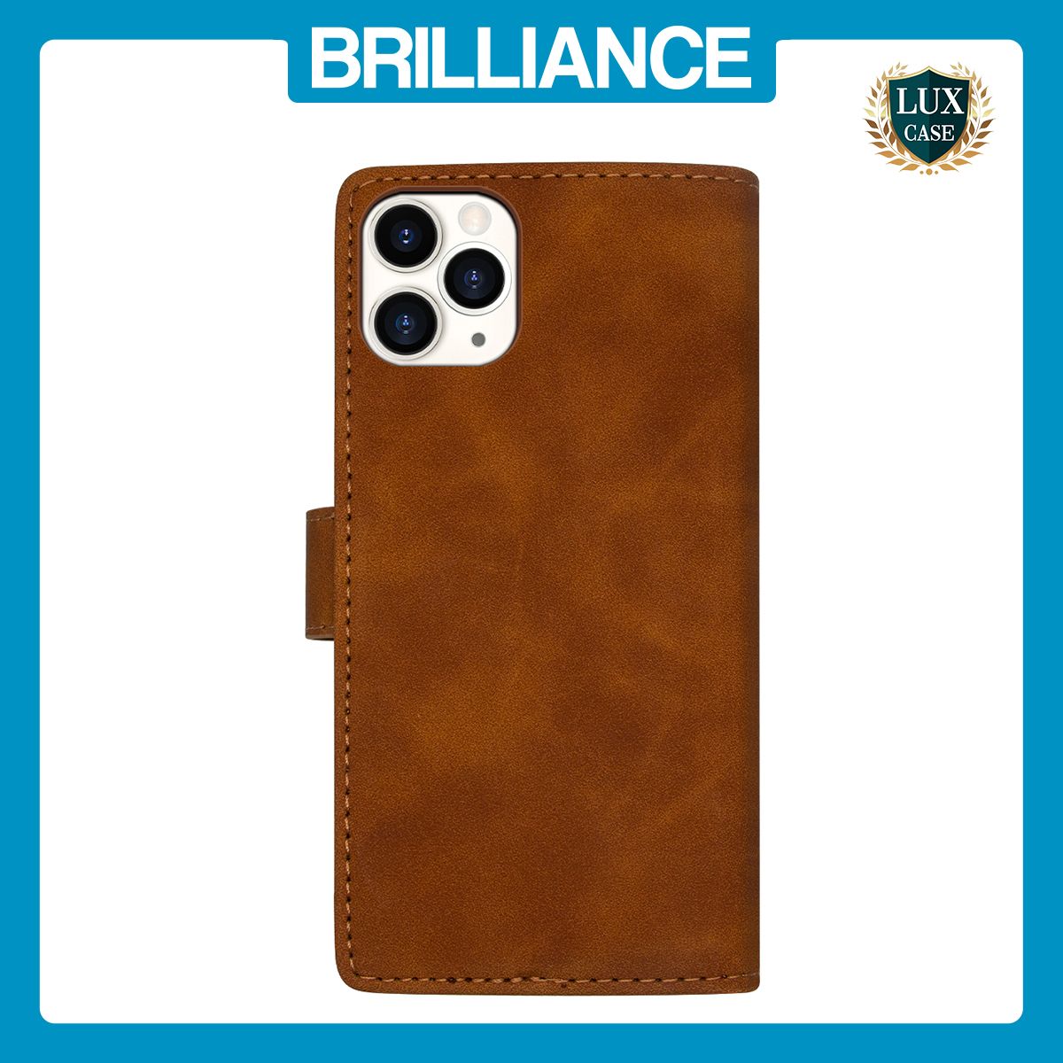 Brilliance LUX iPhone 13 Pro Max Flip Premium PU Leather Wallet Business Style with Card Pockets Case Brown