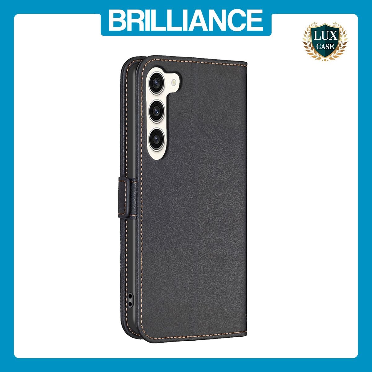 Brilliance LUX Samsung S24 Plus Flip Book PU Leather Wallet  Holder & Stand with Card Pockets Case Black