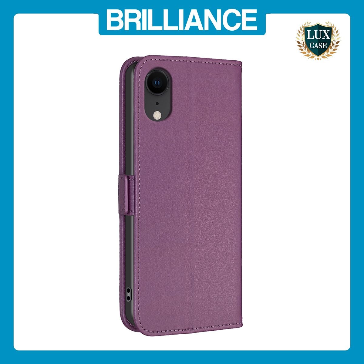 Brilliance LUX iPhone XR Flip Book PU Leather Wallet Holder & Stand with Card Pockets Case Purple
