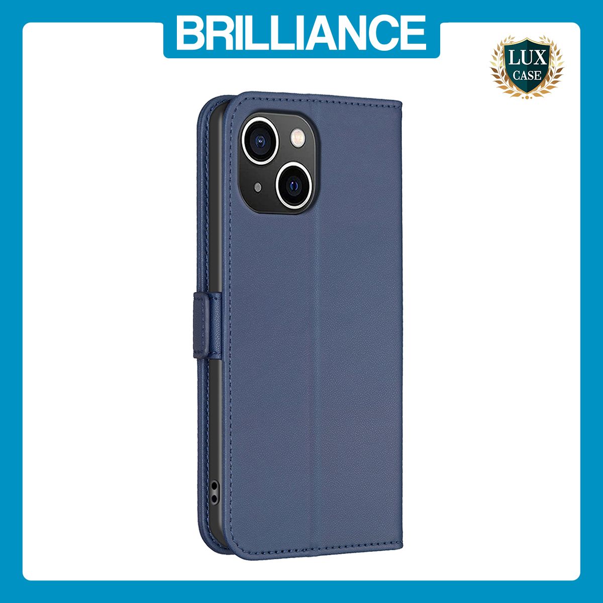 Brilliance LUX iPhone 11 Flip Book PU Leather Wallet  Holder & Stand with Card Pockets Case Blue