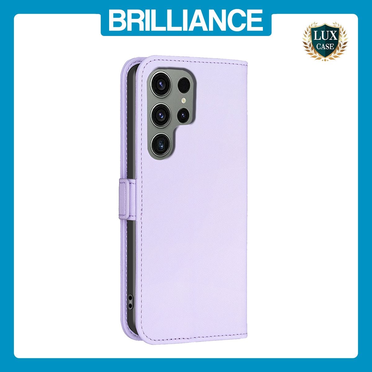 Brilliance LUX Samsung S24 Ultra Flip Book PU Leather Wallet Holder & Stand with Card Pockets Case Light Purple
