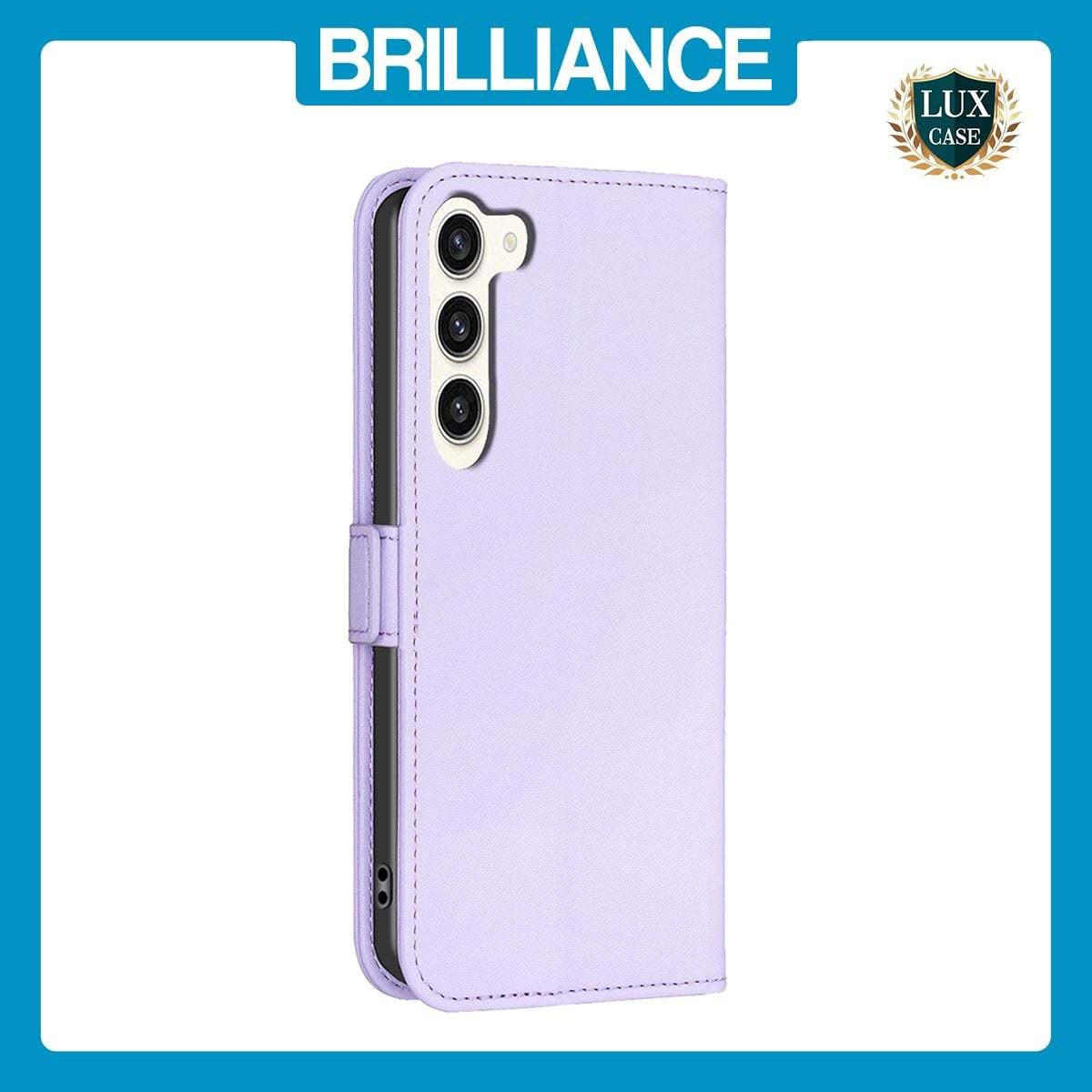 Brilliance LUX Samsung S23 Plus Flip Book PU Leather Wallet Holder & Stand with Card Pockets Case Light Purple