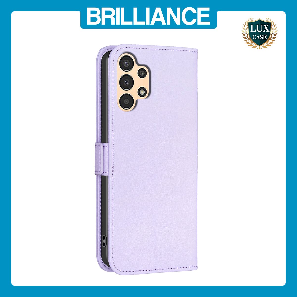 Brilliance LUX Samsung A14 4G/5G Flip Book PU Leather Wallet  Holder & Stand with Card Pockets Case Light Purple