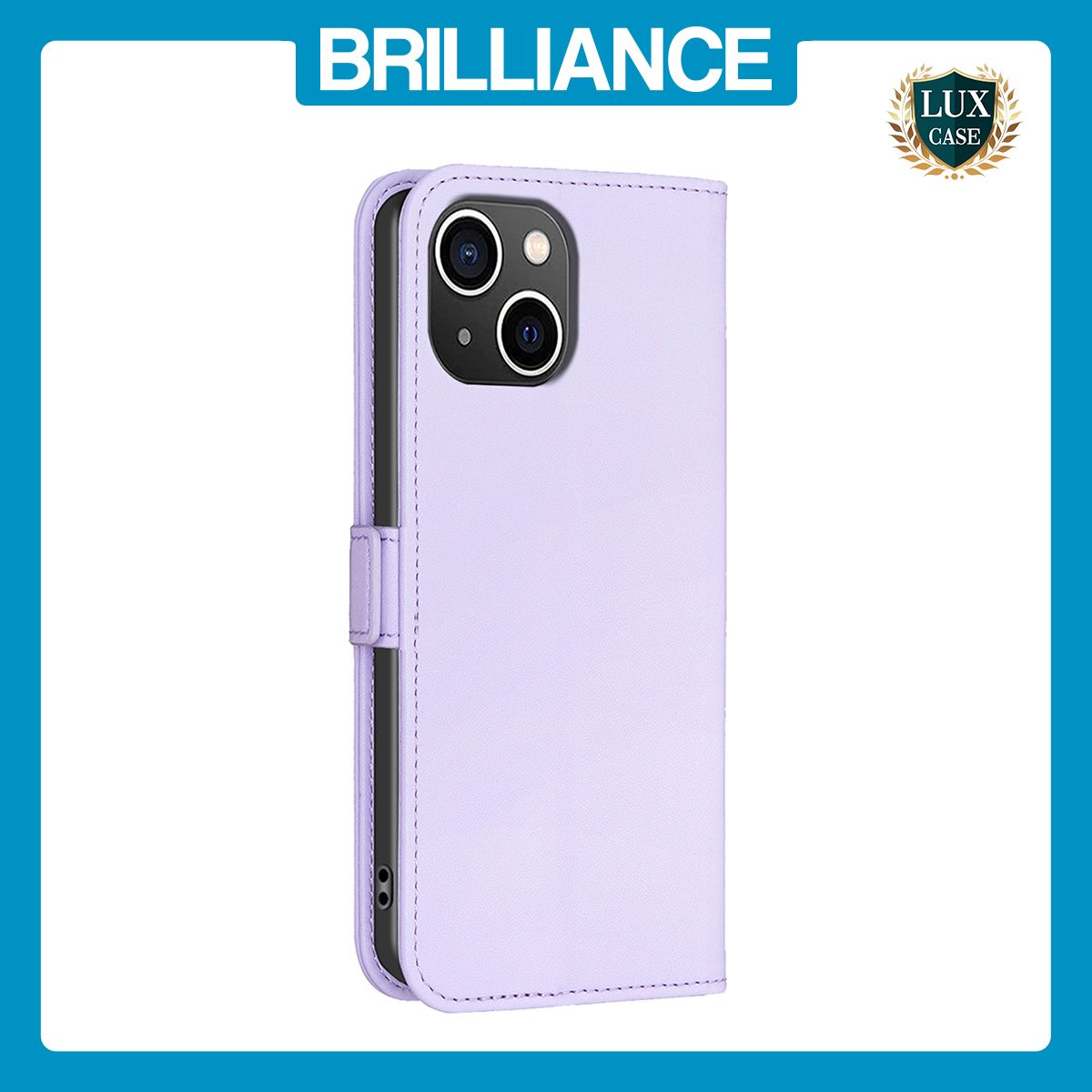 Brilliance LUX iPhone 15 Plus/14 Plus Flip Book PU Leather Wallet Holder & Stand with Card Pockets Case Light Purple