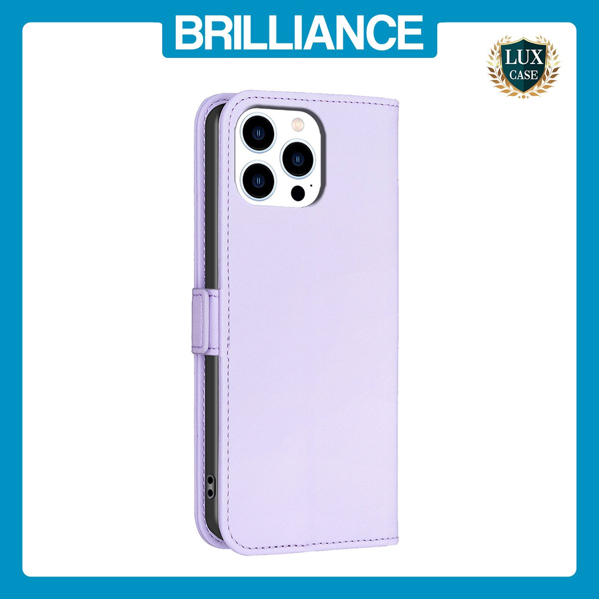 Brilliance LUX iPhone 13 Pro Max Flip Book PU Leather Wallet  Holder & Stand with Card Pockets Case Light Purple