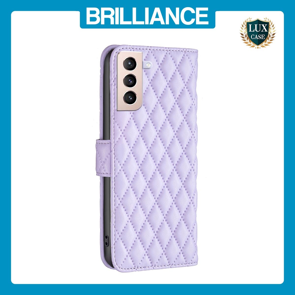 Brilliance LUX Samsung S21 Plus Flip Book PU real Leather Wallet Holder & Kickstand with Card Pockets Case Purple