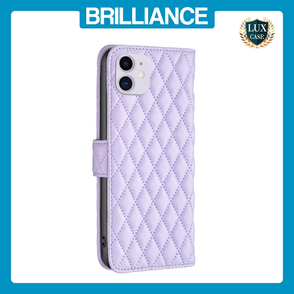 Brilliance LUX iPhone XR Flip Book PU real Leather Wallet Holder & Kickstand with Card Pockets Case Purple