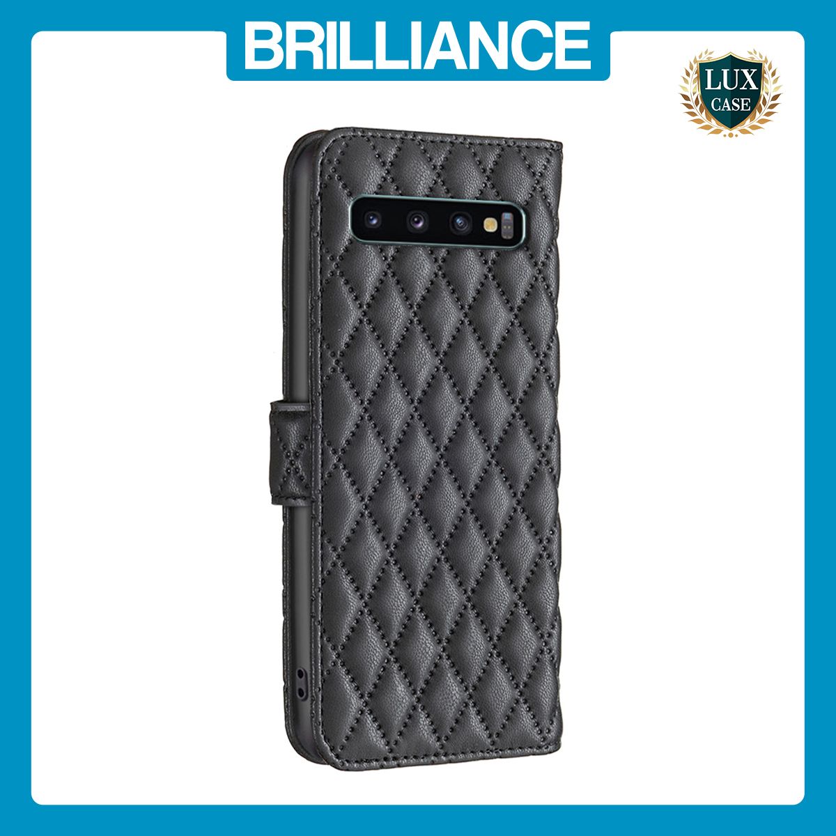 Brilliance LUX Samsung A03S/A02S Flip Book PU real Leather Wallet Holder & Kickstand with Card Pockets Case Black