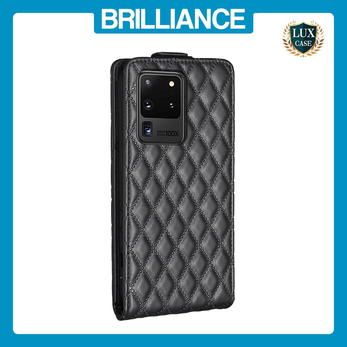 Brilliance LUX Samsung S20 Ultra Flip PU Photo Frame Leather Up And Down Wallet with Card Pockets Case Black