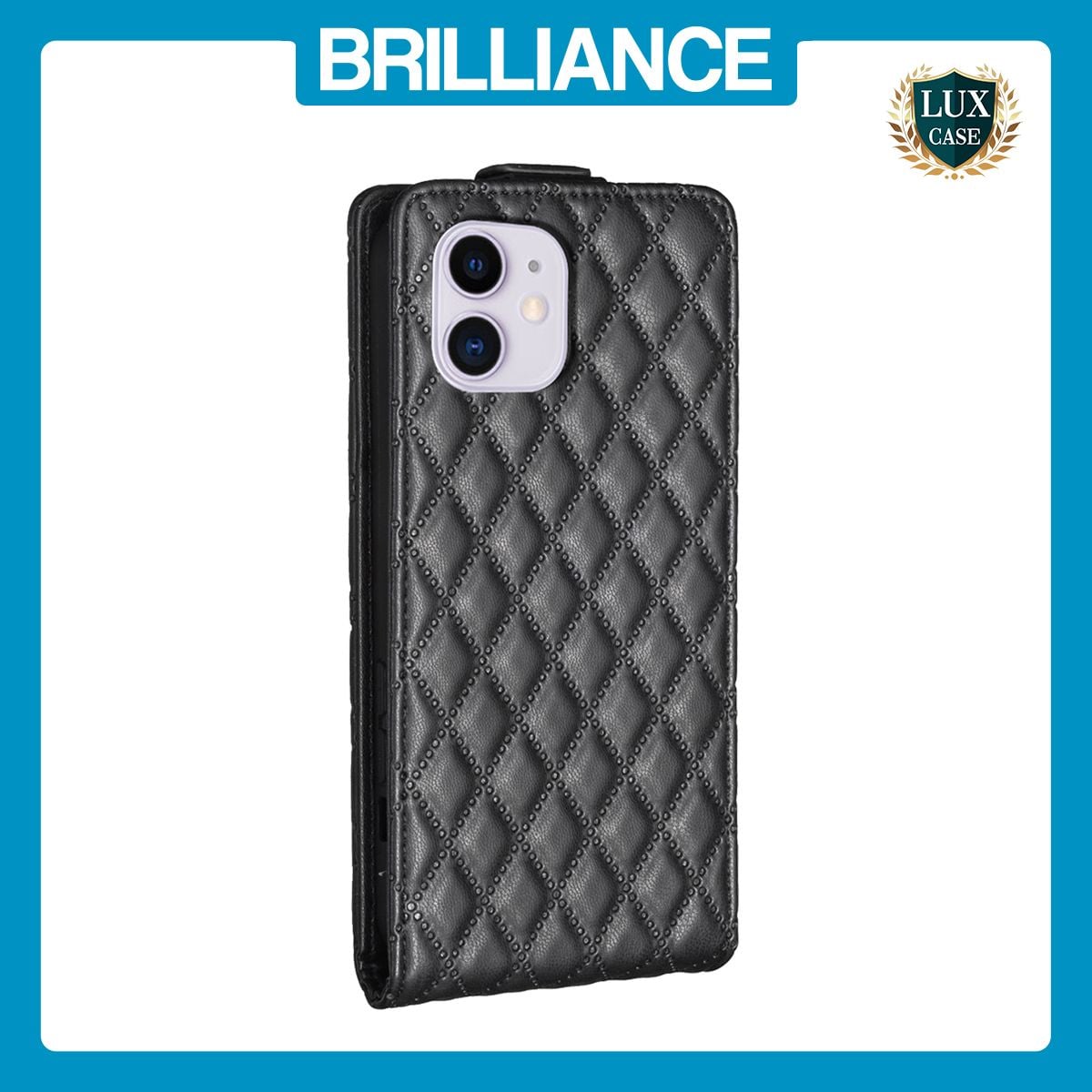 Brilliance LUX iPhone 11 Flip PU Photo Frame Leather Up And Down Wallet with Card Pockets Case Black