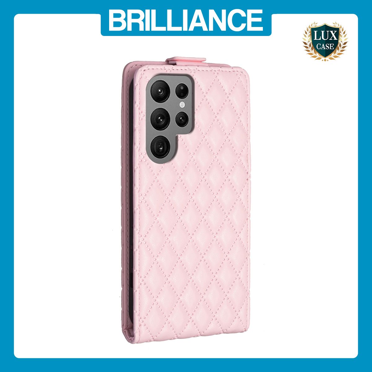 Brilliance LUX Samsung S24 Ultra Flip PU Photo Frame Leather Up And Down Wallet with Card Pockets Case Pink