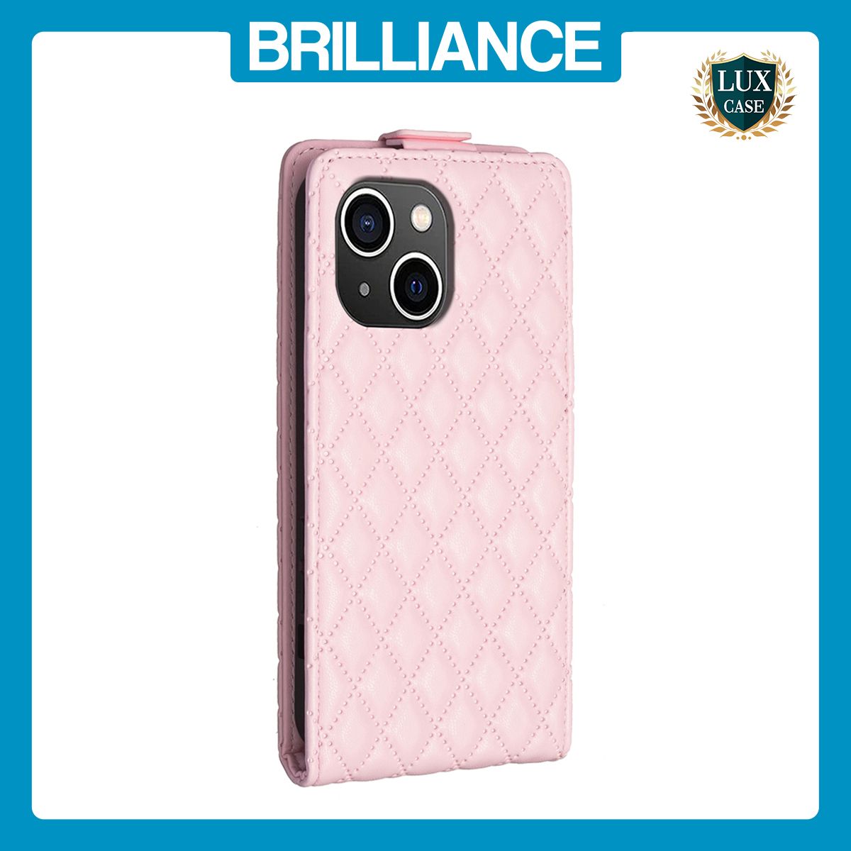 Brilliance LUX iPhone 15 Flip PU Photo Frame Leather Up And Down Wallet with Card Pockets Case Pink