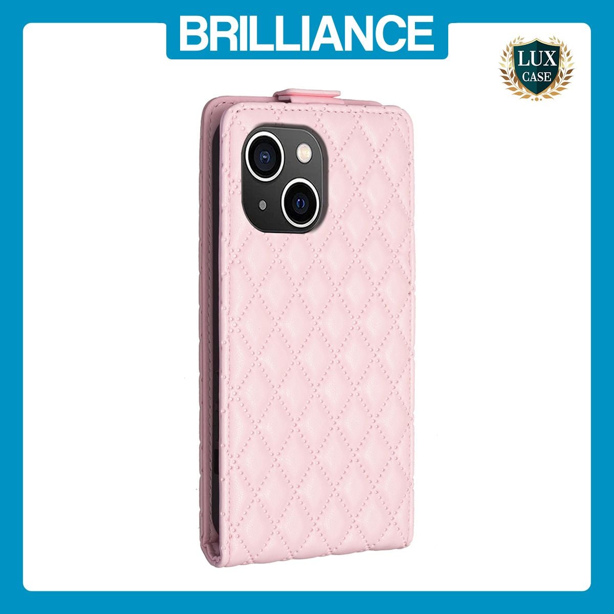 Brilliance LUX iPhone 15 Plus Flip PU Photo Frame Leather Up And Down Wallet with Card Pockets Case Pink