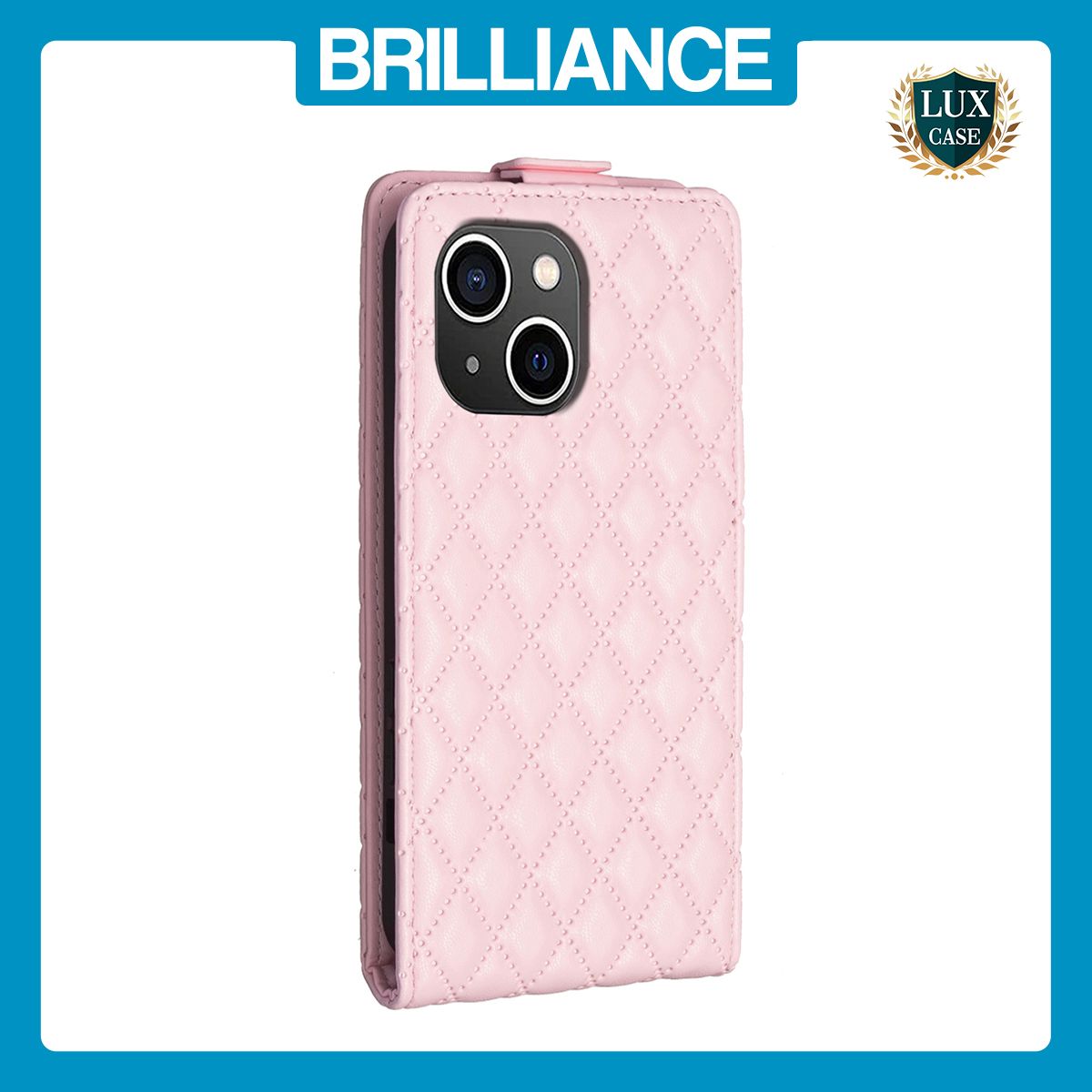 Brilliance LUX iPhone 14 Plus Flip PU Photo Frame Leather Up And Down Wallet with Card Pockets Case Pink