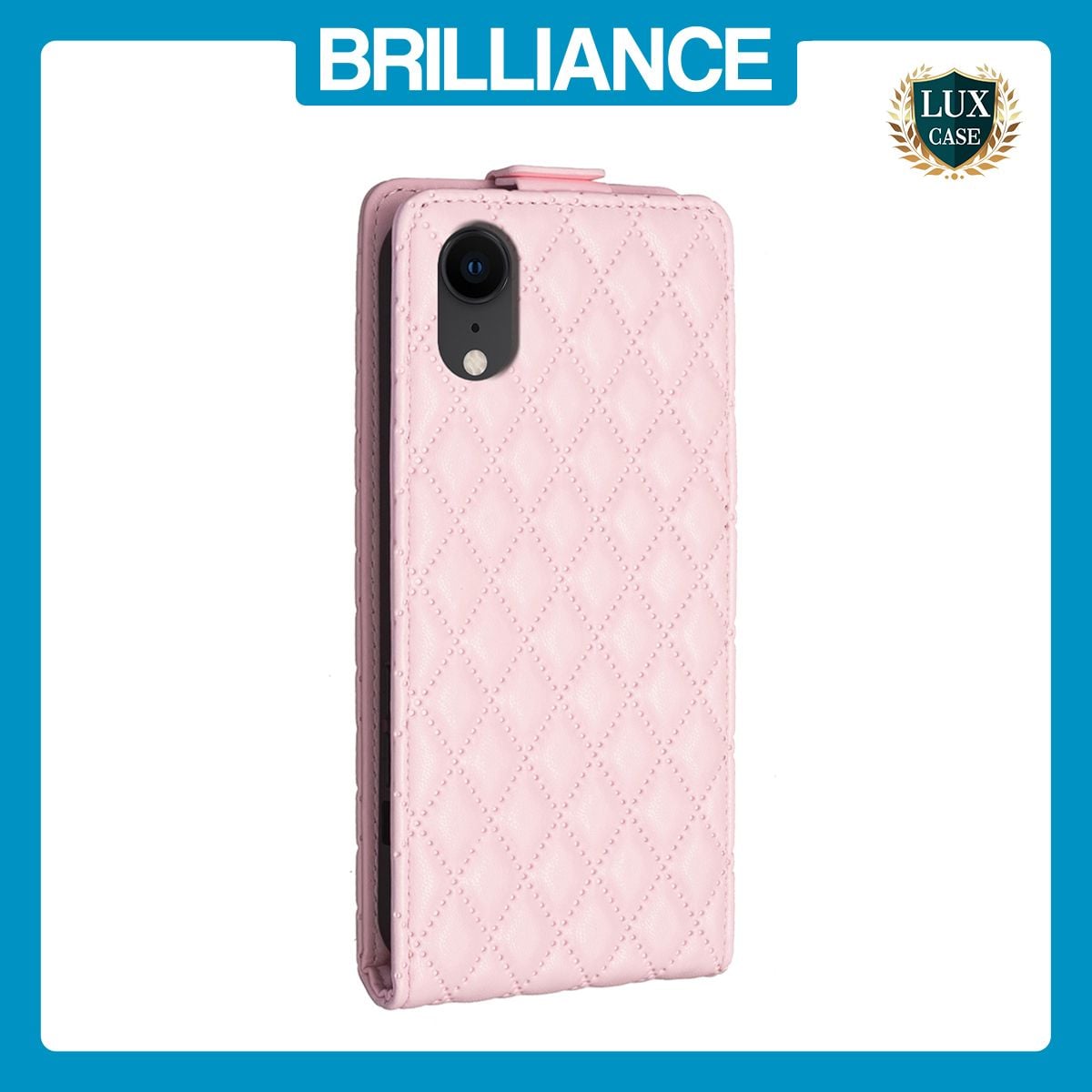 Brilliance LUX iPhone XR Flip PU Photo Frame Leather Up And Down Wallet with Card Pockets Case Pink