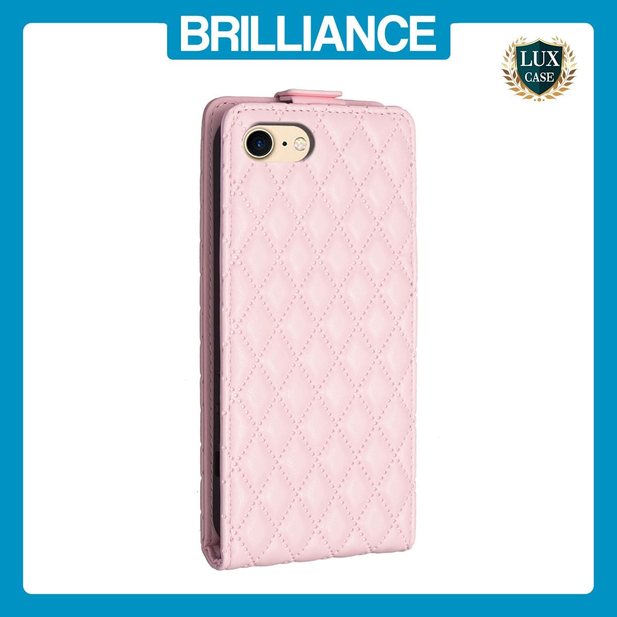 Brilliance LUX iPhone 6/7/8 Flip PU Photo Frame Leather Up And Down Wallet with Card Pockets Case Pink