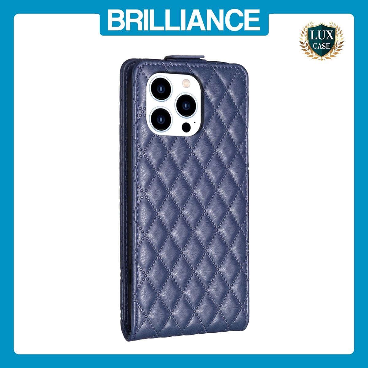 Brilliance LUX iPhone 13 Pro Max Flip PU Photo Frame Leather Up And Down Wallet with Card Pockets Case Blue