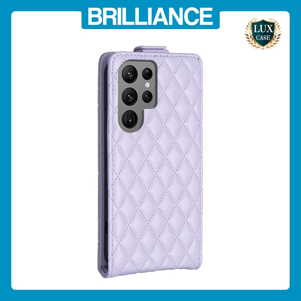 Brilliance LUX Samsung S24 Ultra Flip PU Photo Frame Leather Up And Down Wallet with Card Pockets Case Light Purple