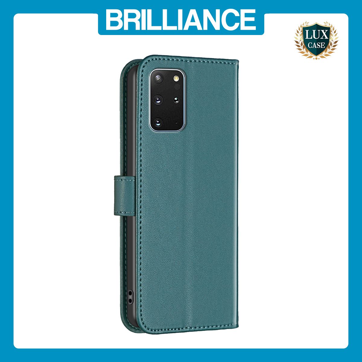Brilliance LUX Samsung S20 Plus Flip Book PU Genuine Leather Detachable Strong Magnetic Wallet with Card Pockets Case Green