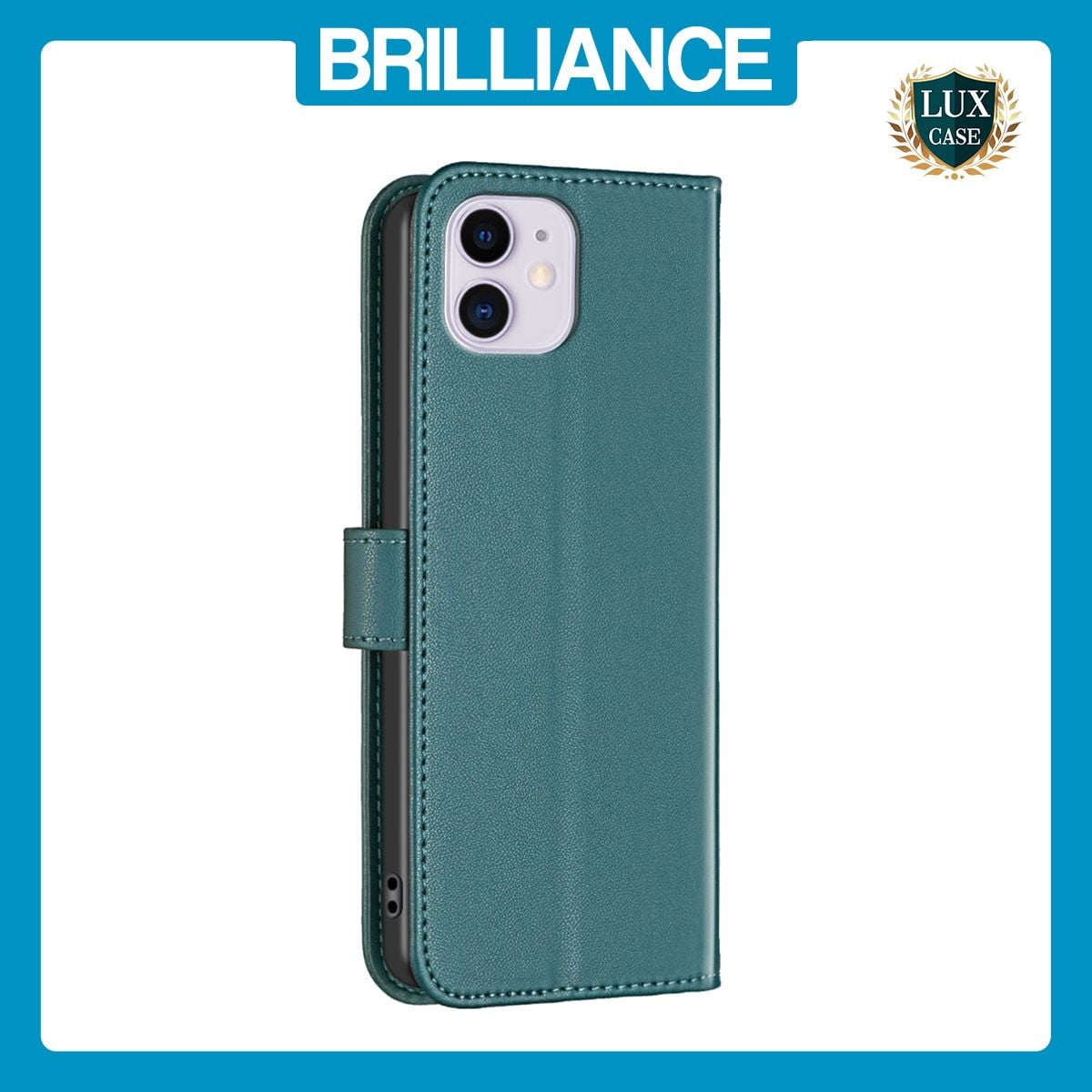 Brilliance LUX iPhone 11 Flip Book PU Genuine Leather Detachable Strong Magnetic Wallet with Card Pockets Case Green