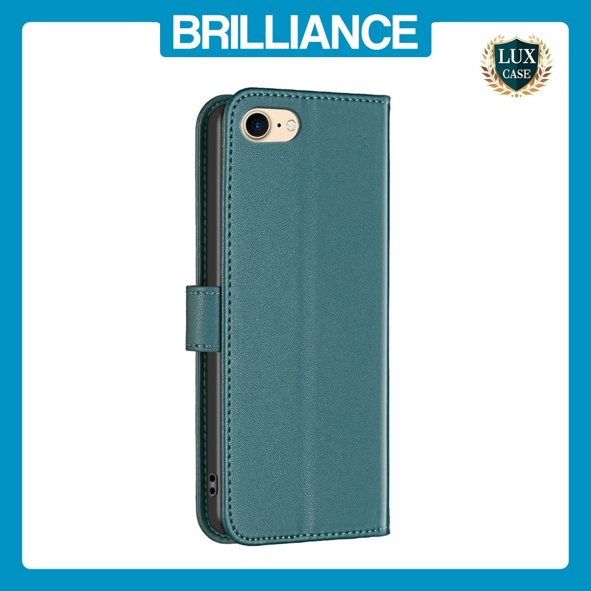 Brilliance LUX iPhone 6/7/8 Flip Book PU Genuine Leather Detachable Strong Magnetic Wallet with Card Pockets Case Green