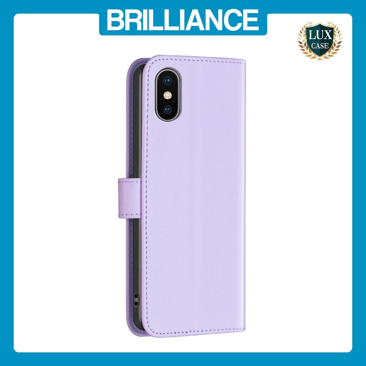 Brilliance LUX iPhone X/XS Flip Book PU Genuine Leather Detachable Strong Magnetic Wallet with Card Pockets Case lavender