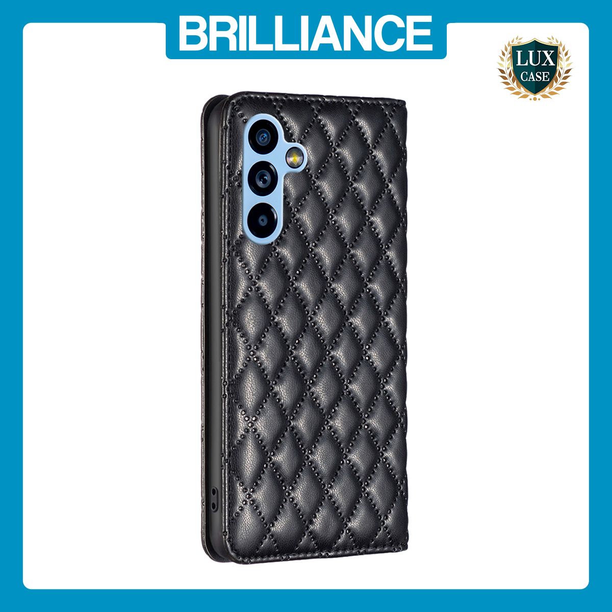 Brilliance LUX Samsung A54 5G Flip PU Leather Holder Slots Magnetic Wallet with Card Pockets Case Black