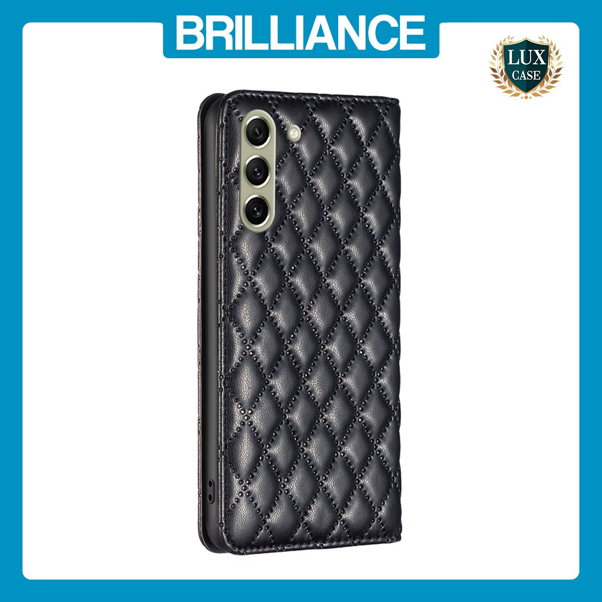 Brilliance LUX Samsung S21 FE/S21 LITE Flip PU Leather Holder Slots Magnetic Wallet with Card Pockets Case Black