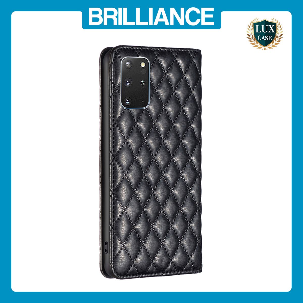 Brilliance LUX Samsung S20 Plus Flip PU Leather Holder Slots Magnetic Wallet with Card Pockets Case Black