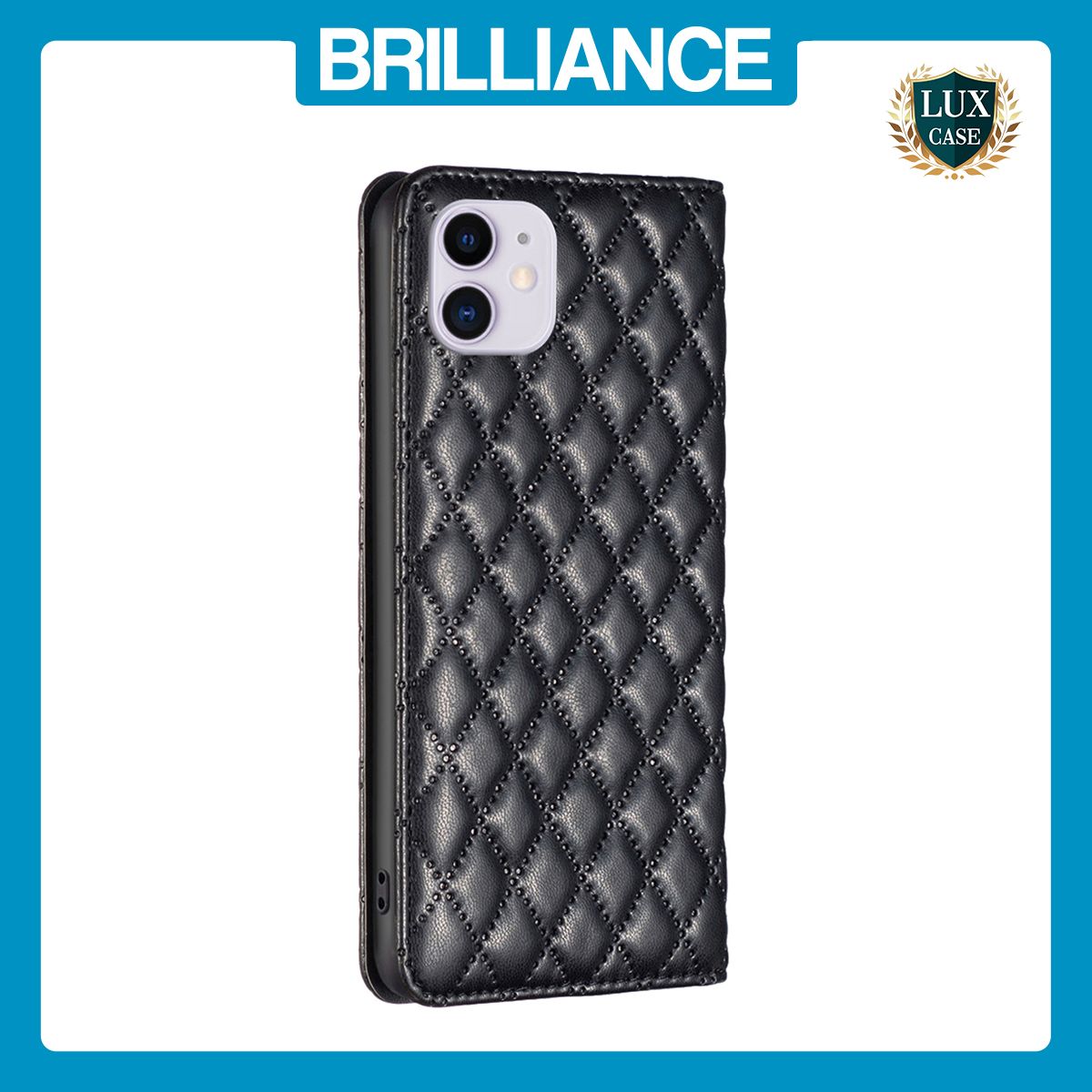 Brilliance LUX iPhone 11 Flip PU Leather Holder Slots Magnetic Wallet with Card Pockets Case Black