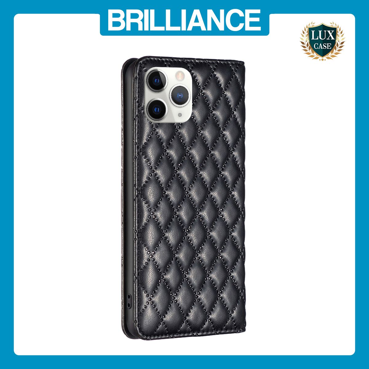 Brilliance LUX iPhone 11 Pro Flip PU Leather Holder Slots Magnetic Wallet with Card Pockets Case Black
