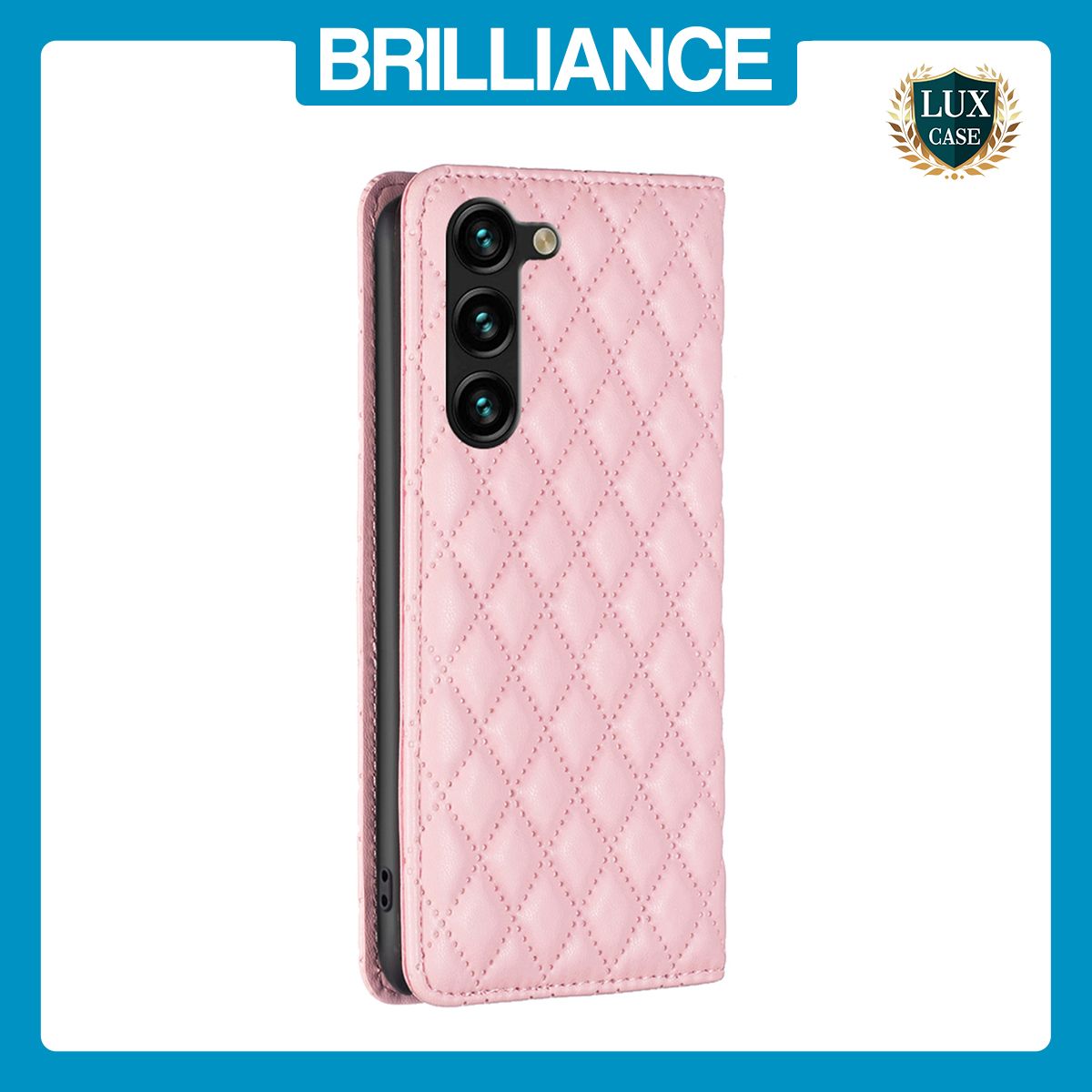 Brilliance LUX Samsung S24 Plus Flip PU Leather Holder Slots Magnetic Wallet with Card Pockets Case Pink