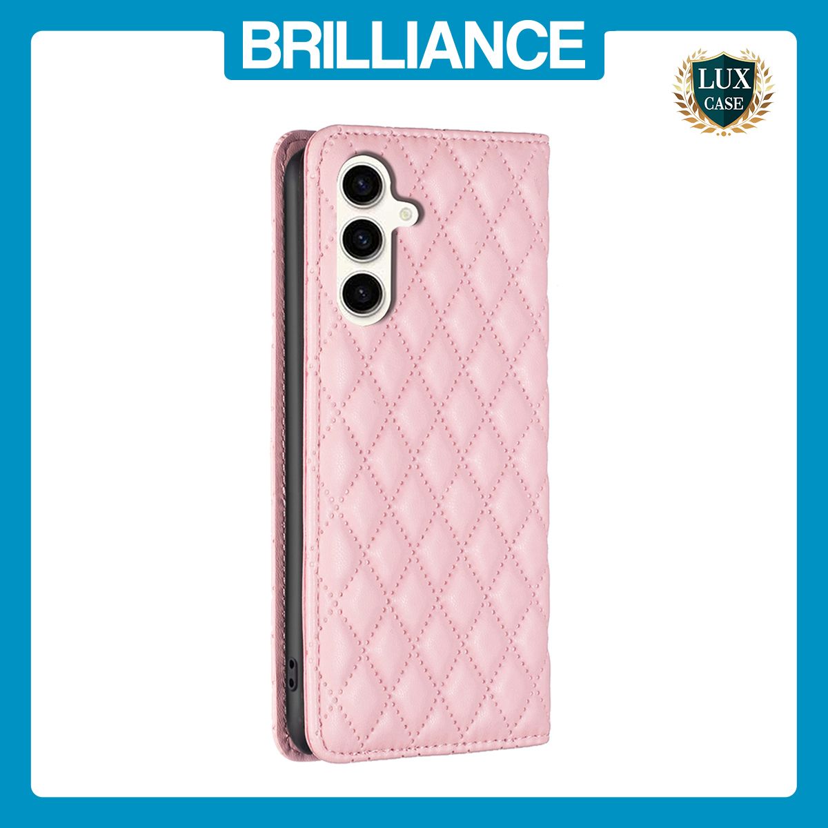 Brilliance LUX Samsung S23 FE Flip PU Leather Holder Slots Magnetic Wallet with Card Pockets Case Pink