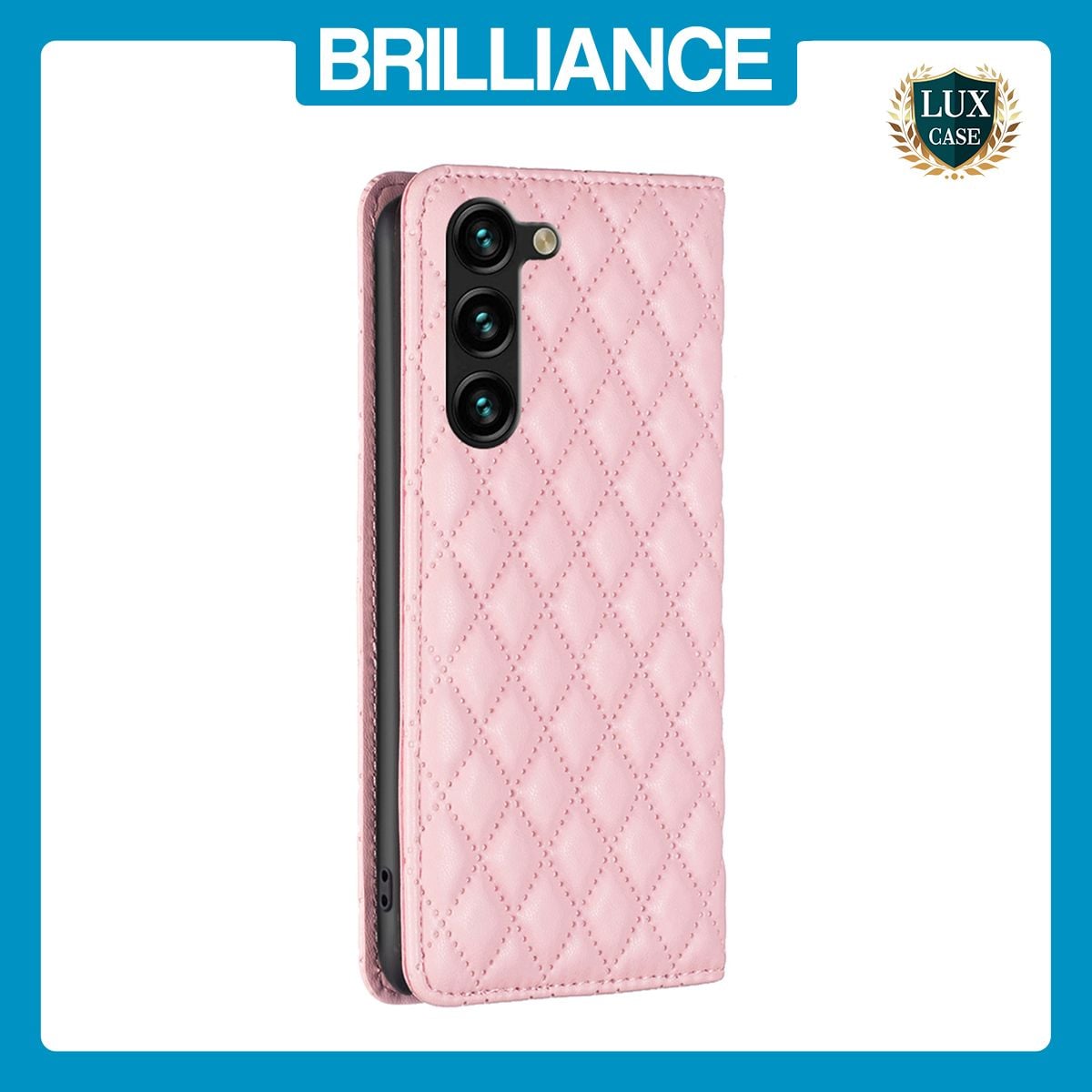Brilliance LUX Samsung S23 Plus Flip PU Leather Holder Slots Magnetic Wallet with Card Pockets Case Pink