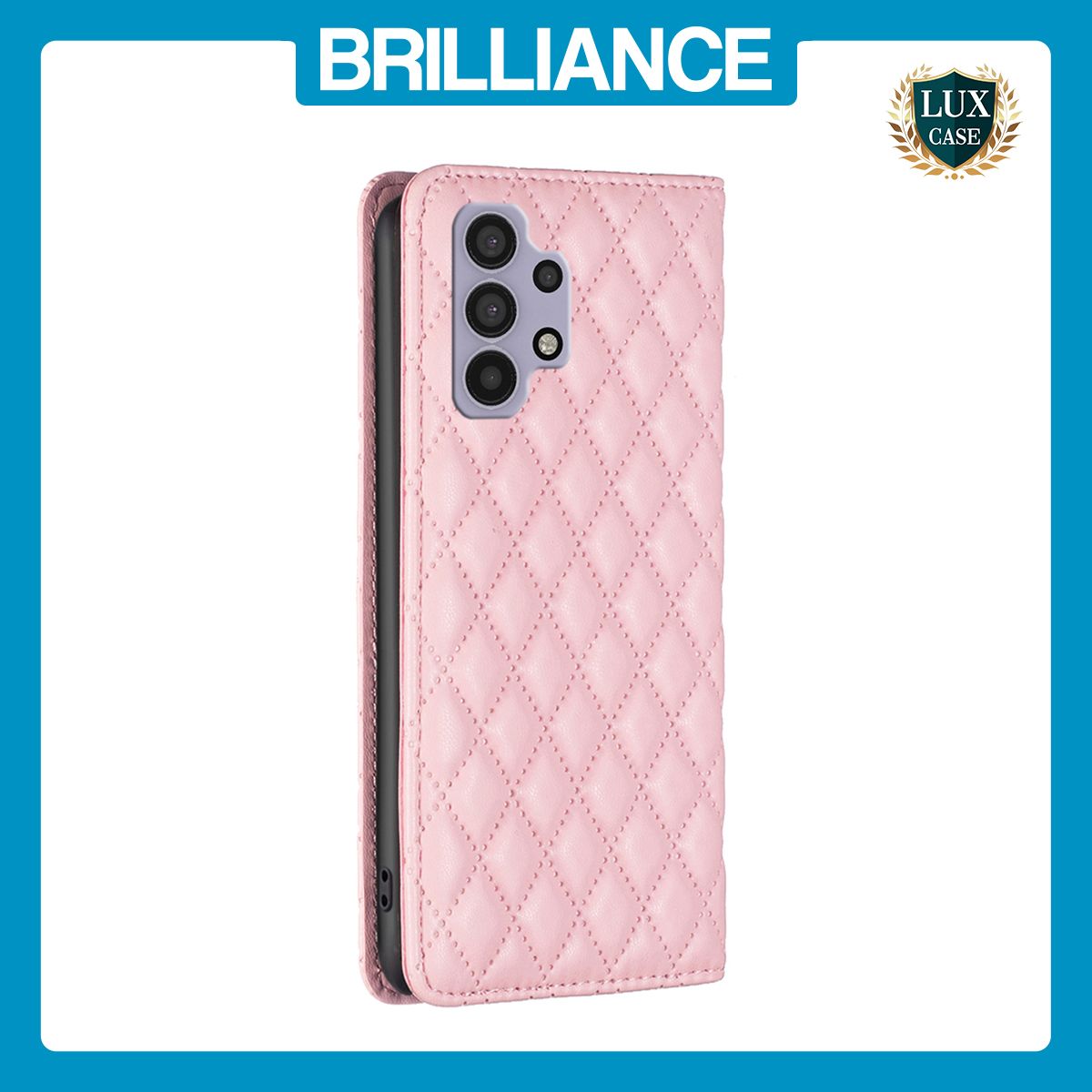 Brilliance LUX Samsung A32 5G Flip PU Leather Holder Slots Magnetic Wallet with Card Pockets Case Pink