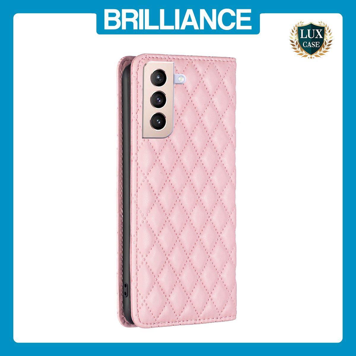 Brilliance LUX Samsung S21 Plus Flip PU Leather Holder Slots Magnetic Wallet with Card Pockets Case Pink