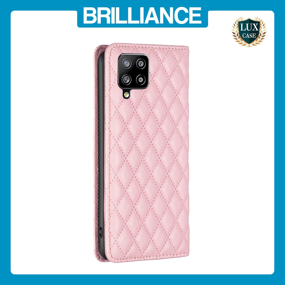 Brilliance LUX Samsung A42 5G Flip PU Leather Holder Slots Magnetic Wallet with Card Pockets Case Pink